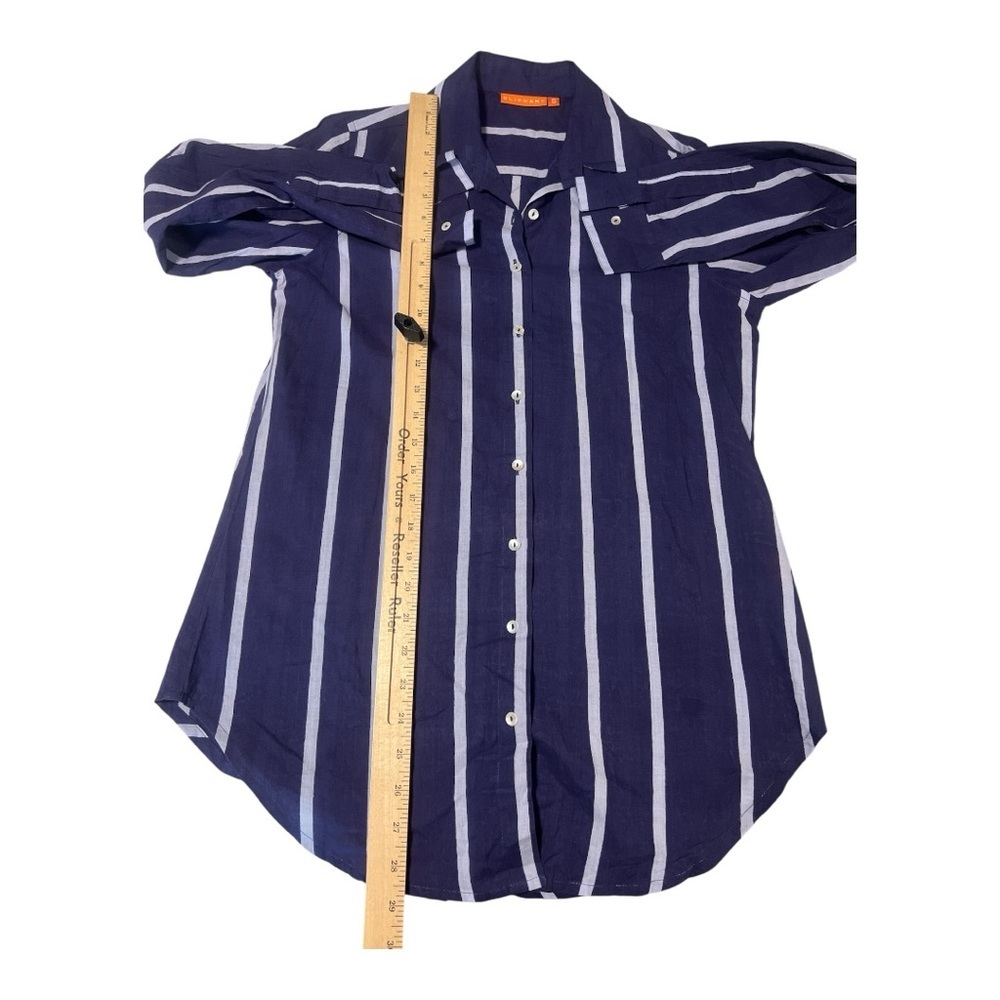 Oliphant Blue Striped Button Down Long Sleeve Top Size Small Nautical Beach GH1 - Picture 5 of 6